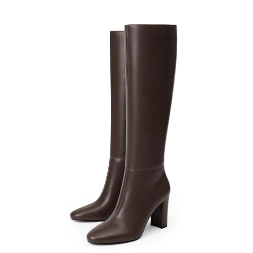 Image of Modatope Knee High Boots for Women Chunky Heel Rounded Toe Tall Boots