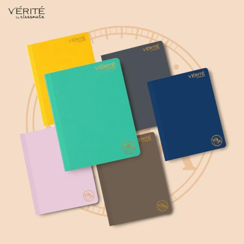 Image of Lay Flat Binding Notebook - Verite by Classmate Ideal for School Students, Persian Green Color, Size (in cm) 24 X 18, Unruled, Thick Premium 120 Pages with Low Ink Bleed for Smooth Writing Experience