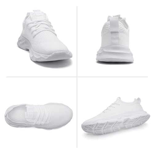 Image of Mens Running Shoes Slip On Walking Sneakers Slip Resistant Athletic Sports Mesh Workout Casual Sports Shoes Ultra Lightweight Breathable White US 11