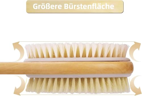 Foto von Metene Rückenbürste Badebürste Dusche Duschbürste Mit Langem Stiel, Körperbürste, Peelingbürste, Natürliche Borsten, zum Entfernen Abgestorbener Haut, Cellulite, Verbessert Lymphfunktionen