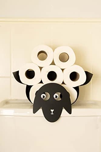 HomeZone® Black Metal Sheep Wall Mounted Animal Toilet Roll Paper Holder Bathroom Toilet Roll Storage Hold up 7 Rolls Tissue Roll Accessory Roll Holder Wall Mounted Loo Roll Novelty Bathroom Storage