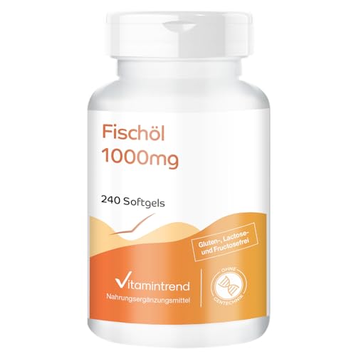 Cápsulas de aceite de pescado - Omega 3-240 cápsulas blandas - 3000 mg de aceite de pescado por dosis diaria - con EPA y DHA - altamente dosificado - vegano - suplementos biodisponibles de Alemania
