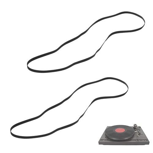 LQKS - Record Player Drive Belt, 2-Pack, 5mm Wide Flat Black Rubber, Turntable Replacement Strap (Folded Length:320mm)