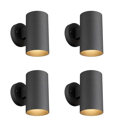 Image of Ken & Ricky Modern Outdoor Wall Sconce Lights,Cylinder，Black ，4 Pack