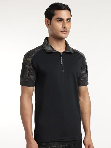 Image of MOUNTMILLER Men's Short Sleeve Ripstop Tactical Polo T-Shirt | Anti-Odor | Moisture-Wicking | UV Protective| Ideal for Hiking & Trekking, Outdoor