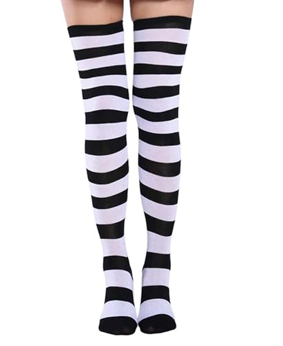 Image of Womens Thigh High Socks Athletic Stripe Cute Colorful Over the Knee High Sock Colorful Long Tube Sock