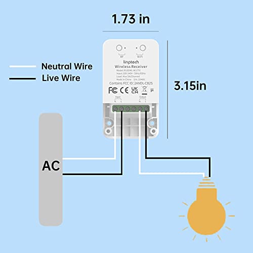 Wi-Fi Relay Switch, Linptech Wireless Remote Voice Control Light Switches, Tuya Smart Circuit Breaker Outlet Timer Compatible With Alexa & Google Assistant For Home Led Ceiling Lights, No Hub Required #TOP6