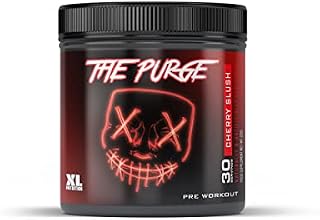 XL Nutrition The Purge - Pre Workout 225g - High Caffeine Content - Helps with Energy, Focus and Blood Flow - No Crash - Potent Formula - Quick Absorbing (Cherry Slush)