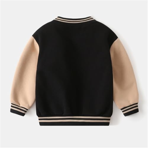 Meufam Toddler Kids Contrast Strip Long Sleeve Thickened Chest Badge Coats Baseball Jacket Outer Button Down Jacket2