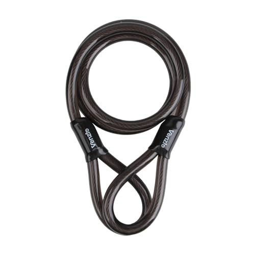 Venzio Heavy Duty 4FT 12mm (1/2 inch) Bike Lock Cable with Loops, Security Steel Lock Cable, PVC...