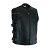Leatherick Heren SWAT tactische stijl topnerf Biker lederen gilet met diepe zak en perforatie op zakpanelen