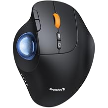 ProtoArc Wireless Bluetooth Trackball Mouse, EM02 Two Adjustable Angle Ergonomic Rechargeable Computer Ball Mouse, 3 Device Connection, Thumb Control and Smooth Tracking for Laptop, PC, Mac-Blue