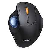 ProtoArc Wireless Bluetooth Trackball Mouse, EM02 Two Adjustable Angle Ergonomic Rechargeable Computer Ball Mouse, 3 Device Connection, Thumb Control and Smooth Tracking for Laptop, PC, Mac-Blue