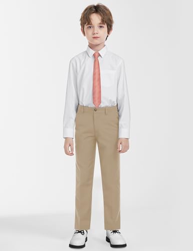 Image of Boys Khaki Suit 5 Pieces Slim Fit Kids Formal Tuxedo Suit Set for Wedding Ring Bearer, Easter, First Communion, Confirmation, Graduation Little Boys Size 6