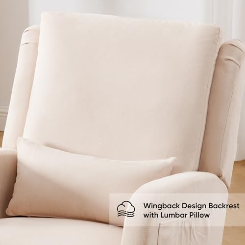 Image of HCHAIRH Rocking Chair Nursery, Nursing Rocking Chairs with Lumbar Pillow, Comfy Modern Nursery Glider Rocker Morden Accent Rocking Chair for Mom Nursery, Living Room, Bedroom, Beige