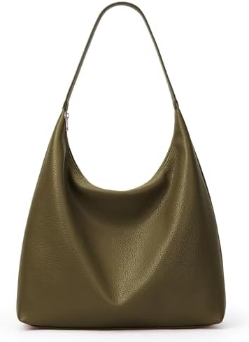 KALIDI Women's Shopper Handbag Shoulder Bag PU Leather Tote Bag Vintage Hobo Bag with Zip Large for Work School Shopper Casual Daily Green