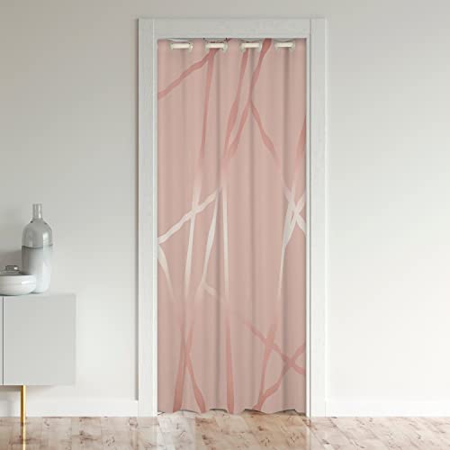 Door Curtain for Doorway Privacy 86x203cm Kids Geometric Strip Lines Room Divider Curtain Cover Modern Closet Door Cover Curtain Breathable Pink Window Treatments