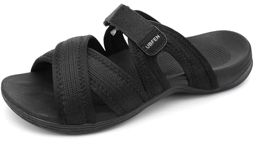 Image of UBFEN Womens Orthopedic Arch Support Slides - Walking Sandals with Thick Cushion Footbed, Comfortable Lightweight for Plantar Fasciitis and Outdoor Hiking