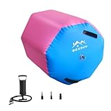 【XXA】インフレータブルシリンダー、バックフリップ補助ローラー、体操補助トレーニング機器、ソフトバランスインフレータブルフィットネスボール、ジム 運動 (直径0.7 長さ0.9 m,ブルー +ピンク)