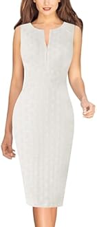 VFSHOW Womens Front Zipper Work Business Office Bodycon Dress Elegant Professional Career Church Party Pencil Sheath Dress