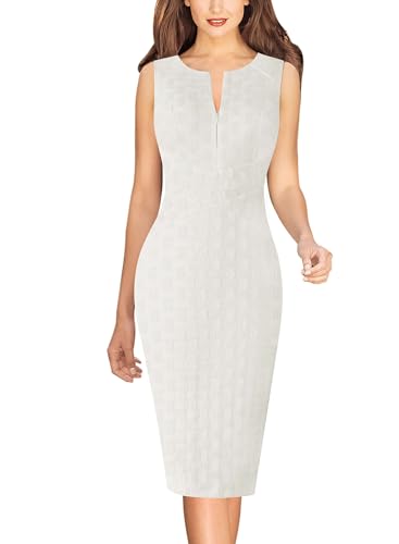 VFSHOW Womens Front Zipper Work Business Office Bodycon Dress Elegant Professional Career Church Party Pencil Sheath Dress