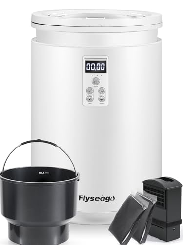 Flyseago Electric Composter for Kitchen Smart Odourless Countertop Compost Bin Machine Quiet Larger 4.5L Indoor Food Cycler with Auto Cleaning, 3 Modes, 2 Carbon Packs, Transform Food Waste into Fertiliser