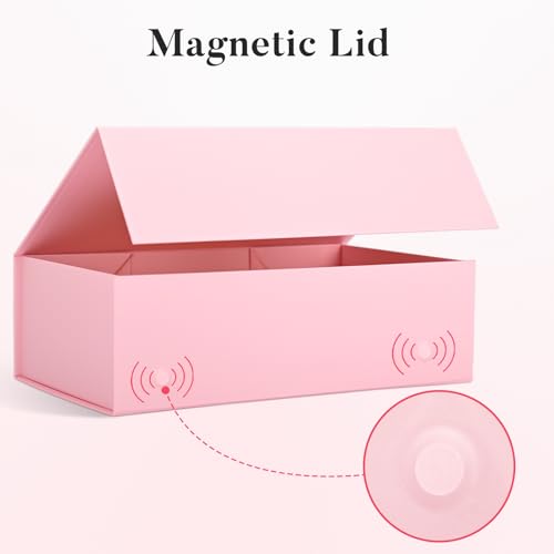 Image of LIFELUM Pink Gift Boxes with Lids for Presents 5 Pack 13.85x8.35x4.45 Inch Gift Boxes with Ribbon,Card,Shredded Paper Filler Magnetic Gift Box for Wedding Gifts