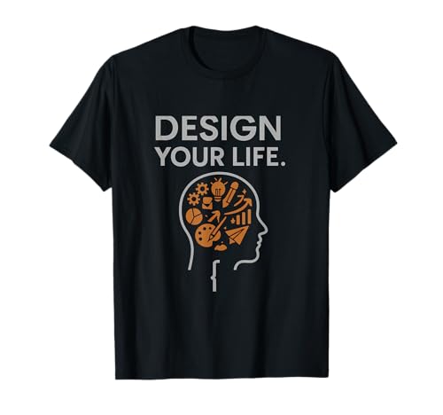 Design Your Life Head Silhouette Modern Geometric Slogan T-Shirt