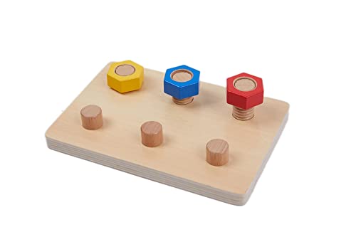 Image of Jumbo Wooden Nuts and Bolts Board, Wooden Puzzle Stacking Toys for 1-3 Year Olds, Occupational Therapy Toys for Fine Motor Skills, Boys & Girls Baby Gift