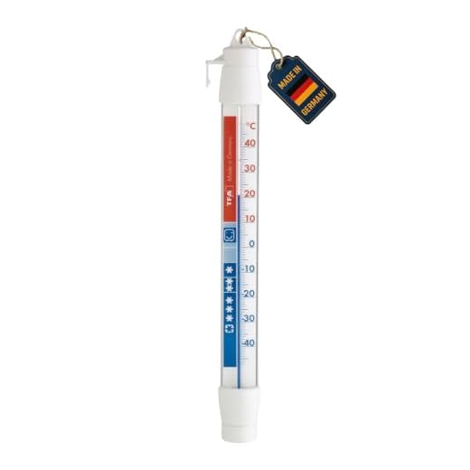 TFA Dostmann analoge koelthermometer, 14.4003.02.01, voor het controleren van de koelkast en de vriezer, met koelzones, hoge nauwkeurigheid, draaibaar, wit, (L) 30 x (B) 20 x (H) 210 mm