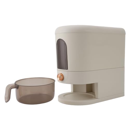 Fdit Distributore di riso grande, secchio di supporto del riso, contenitore di stoccaggio di grano con misurino, scala del tempo, struttura di tenuta solida, contenitore