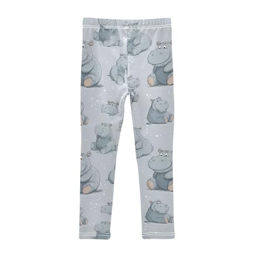 Boccsty Grey Hippo Girls Leggings Kids Yoga Pants Dance Active Tights 4T2