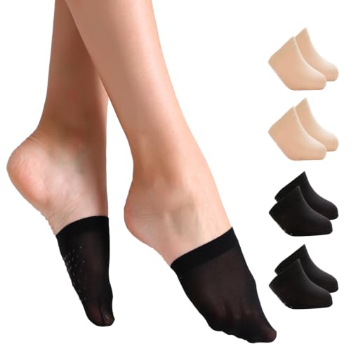 Image of Yilanmy Half Toe Socks 4 /6 /8 Pairs, Toe Topper No Show Socks for Women | Toe Peds Nylon for Mules Clogs Flats, Non Slip Bottom, Everyday Wear