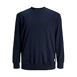 jumper sweater hoodie Basic Sweatshirt Herren Jack & Jones Basic Sweater Plus Size Langarm Sweatshirt Pullover Übergröße Jumper JJEBASIC, Farben:Navy, Größe Pullover:4XL