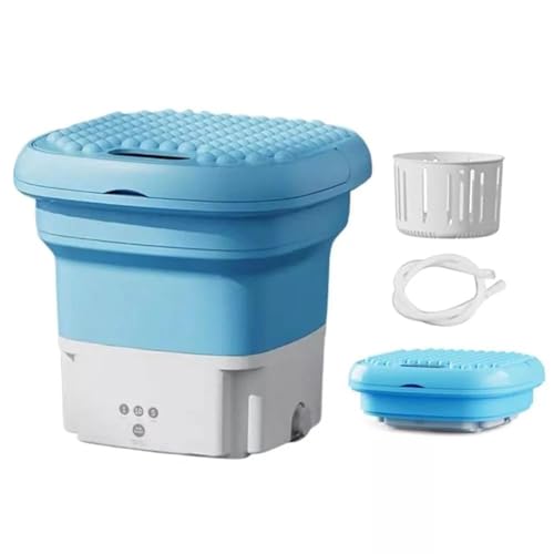 Image of Portable Washing Machine, 16L Mini Washing Machine With Spin Basket, Small Portable Washer Machine Suitable for Underwear Small Clothes Dryer Deep FOR (BLUE)