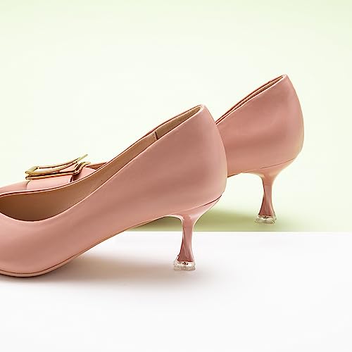 C.Paravano Elegant Kitten Heel Wedding Pumps | Pointed Toe & Buckle Design for Cocktail Parties & Spring Events | All-Day Comfort Leather | Perfect with Cocktail Dresses or Dress Pants(Pink,Size 11)3