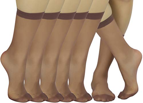 Image of ToBeInStyle Women's Pack of 6 Trendy Sheer Nylon Crew Sock Stockings