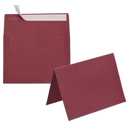 Enveloppes autocollantes A7 rouge vin en papier cartonné rigide PATIKIL pour correspondance