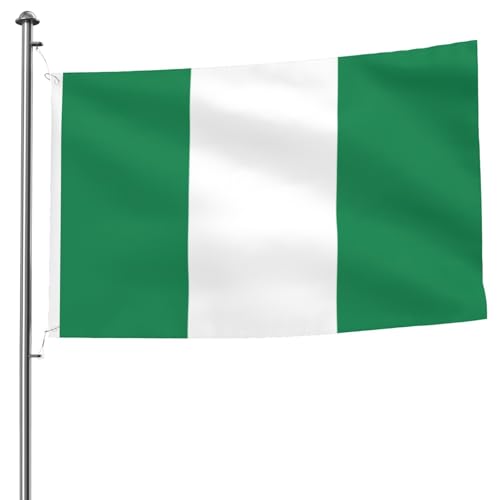 Drapeau du Nigéria anti-effilochage 1,5x2,4 m - Tissu double face ultra résistant