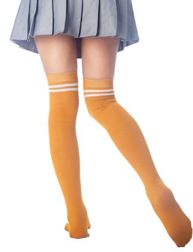 Image of iB-iP Women's Football Style Stripes Sports Thigh High Long Socks