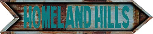 ANY AND ALL GRAPHICS Homeland Hills City 4"x18" Teal Lettering Arrow Shaped Rustic
