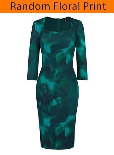 Image of VFSHOW Womens Vintage Square Neck Work Office Business Dress Elegant Casual Cocktail Party Church Bodycon Pencil Sheath Dress
