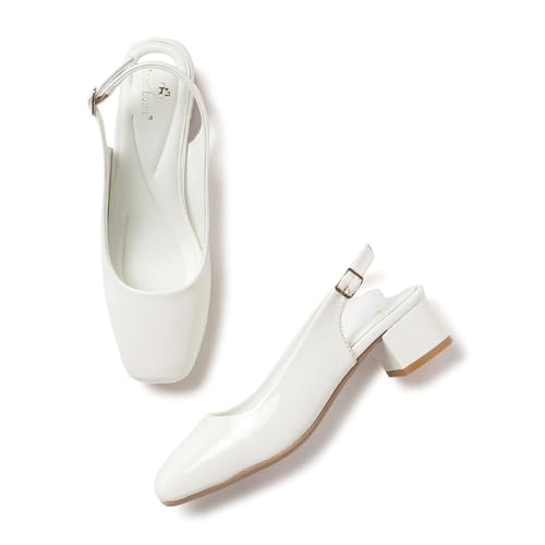 Image of Marc Loire Women Square Toe Solid Block Heel Pumps for Office, Party and Formal Wear