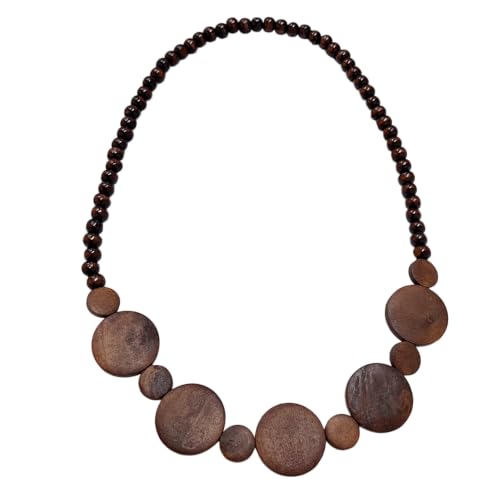 Collier plastron en perles de bois marron NewZenro 30,5 cm pour femme