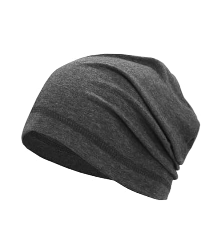Lightweight Cotton Beanie, Summer Skull Caps, Dark Grey Breathable Thin Sleep Hats for Running Cycling Hiking Fishing (Dark Grey)