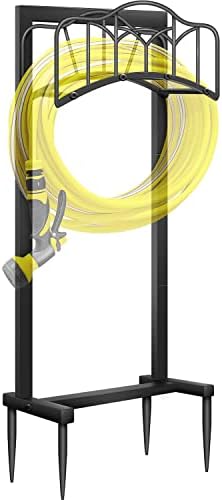 SHOMEXTOL Garden Hose Holder -Upgraded Water Hose Holder Holds 150-feet Hose,Freestanding Heavy Duty Hose Hanger,Sturdy Hose Stand and Hose Storage Rack for Lawn & Yard,Black