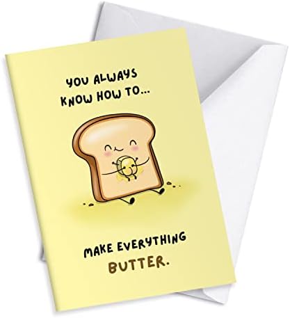 ALY LOU Fathers Day Card Dad Grandfather, Cute Anniversary Card, Birthday Card for Her Him/Girlfriend Wife/Husband Boyfriend, Kawaii Greeting Card (Make Everything Butter)