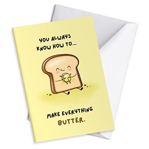 Mothers / Fathers Day Card, Cute Anniversary Card, Birthday Card for Her Him / Husband Boyfriend Greeting Card (You always know how to make everything butter) Cover