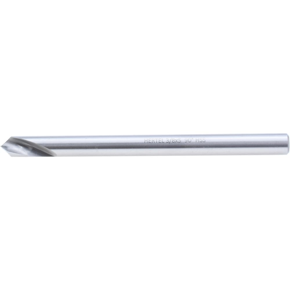 Hertel Spotting Drill, High-Speed Steel, 3/8" Shank Dia, 3/8" Dia, Bright/Uncoated Finish, 90 Degree, 1" Flute Length, 5" OAL, Right Hand Cut