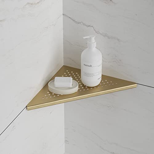 Étagère d'angle murale en acier inoxydable Neodrain dorée sans perçage pour douche - 7